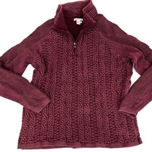 Men's Carbon 2 Cobalt Cableknit 1/4 Zip up Sweater Size XL Burgundy